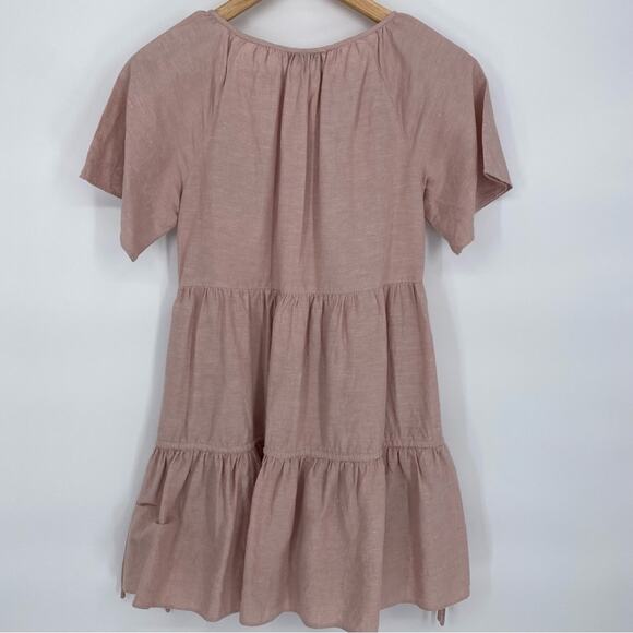 Madewell Dress Lightspun Popover Tiered Mini Pink Classic Minimalist XXS - Picture 3 of 9